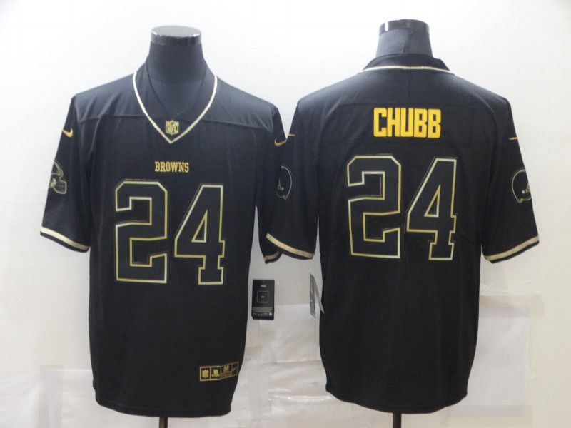 Men Cleveland Browns #24 Chubb Black Nike Limited Vapor Untouchable NFL Jerseys